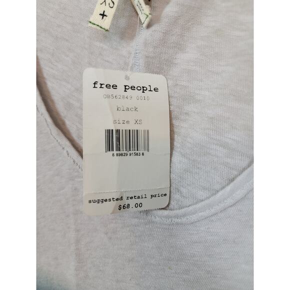 Free People Size XS Linen Blend Ombre "Strawberry Top" New with Tag Black - Picture 4 of 6